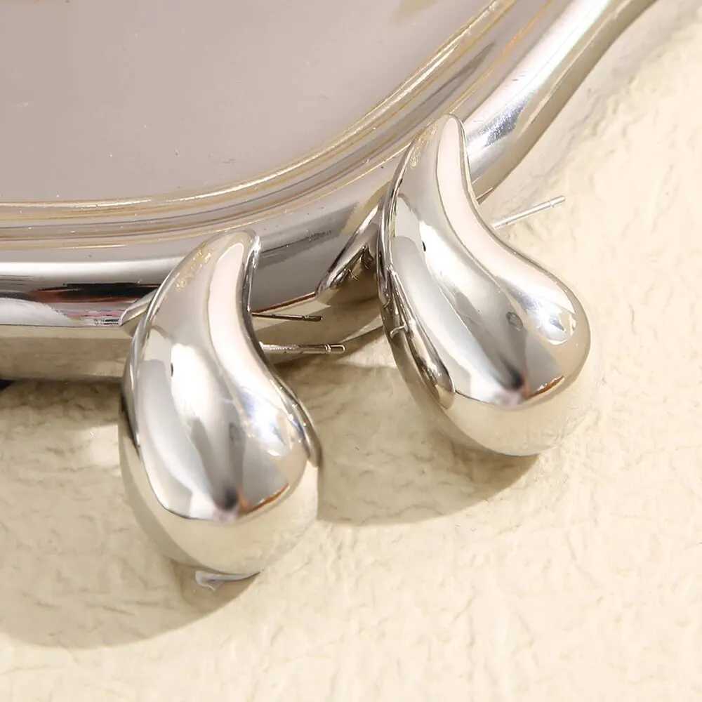 Light Weight CCB Gold Plated Water Drop Stud Earrings for Women Statement Chunky Dome Teardrop Earrings Y250510