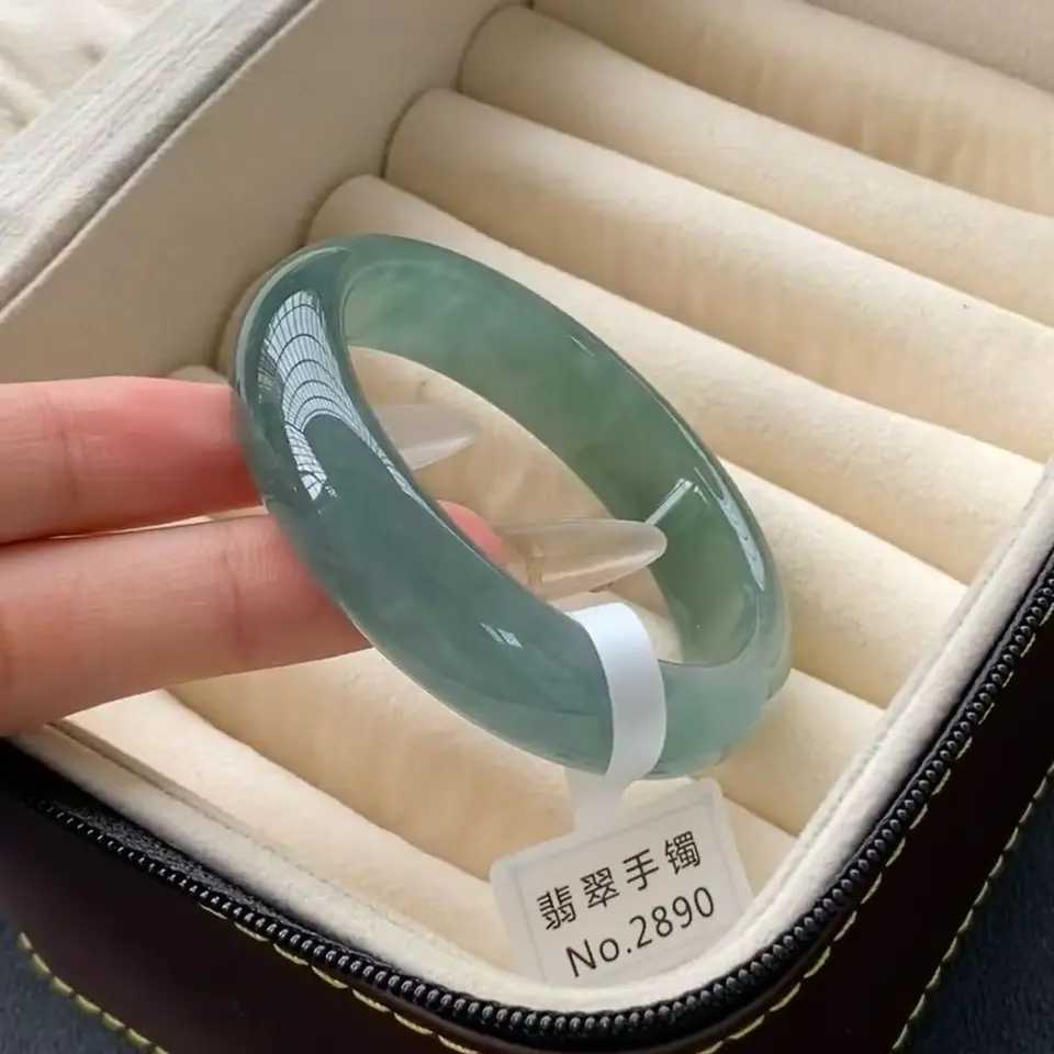 100% real green jade bangles natural handmade bracelets floating flower emerald ladies bracelet jade gift Bangles Lady PartyGiftXJ250513