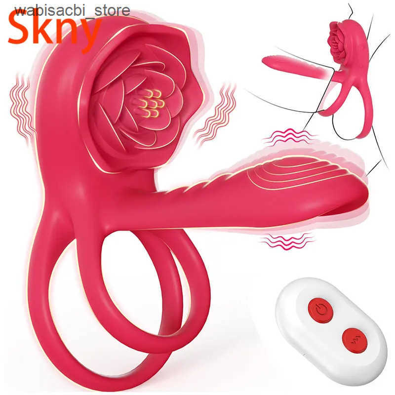 Rose Penis Cock Ring Vibrator Powerful Penis Sleeve Stimulator Delay Ejaculation G-spot Clitoral Massager Toy for Couple 18+ Q250513