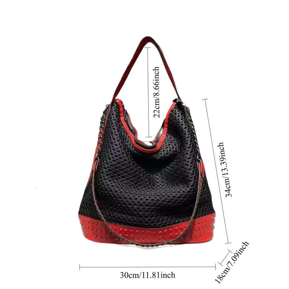 Designer Bag 2025 Ladies' Fashion Y2k Spicy Girl Large Capacity Retro Rivet Splicing Diagonal Cross Shoulder Bag Luxury Bag