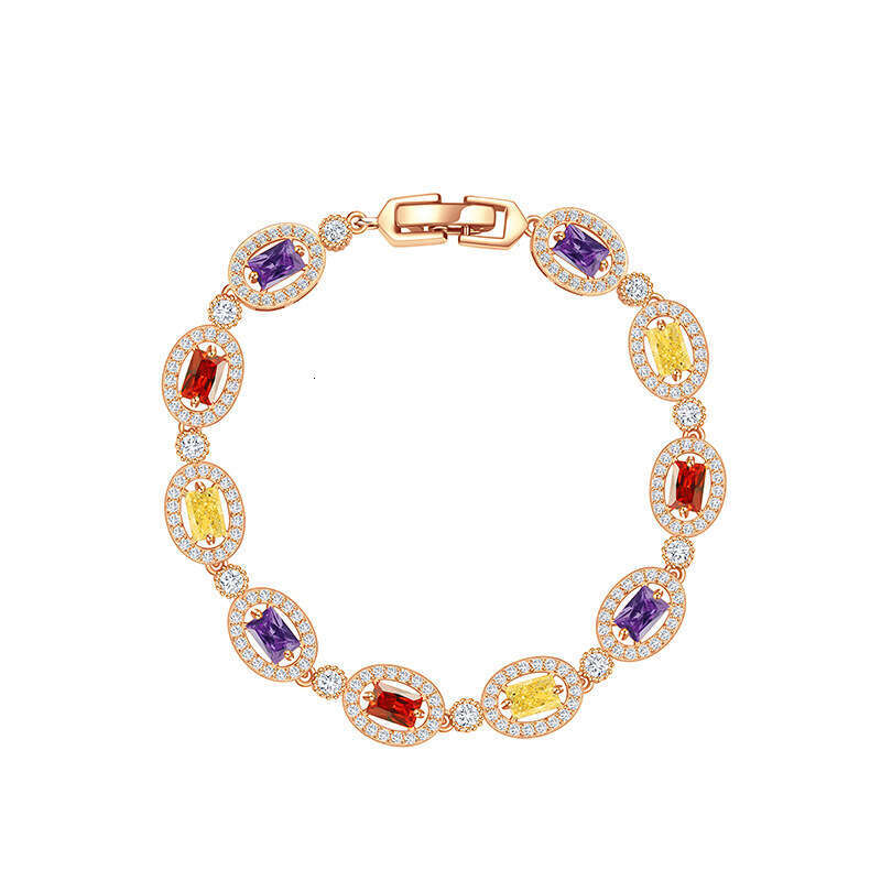 sweet colored zircon bracelet for women gentle and fashionable temperament geometric oval bracelet small stall trend