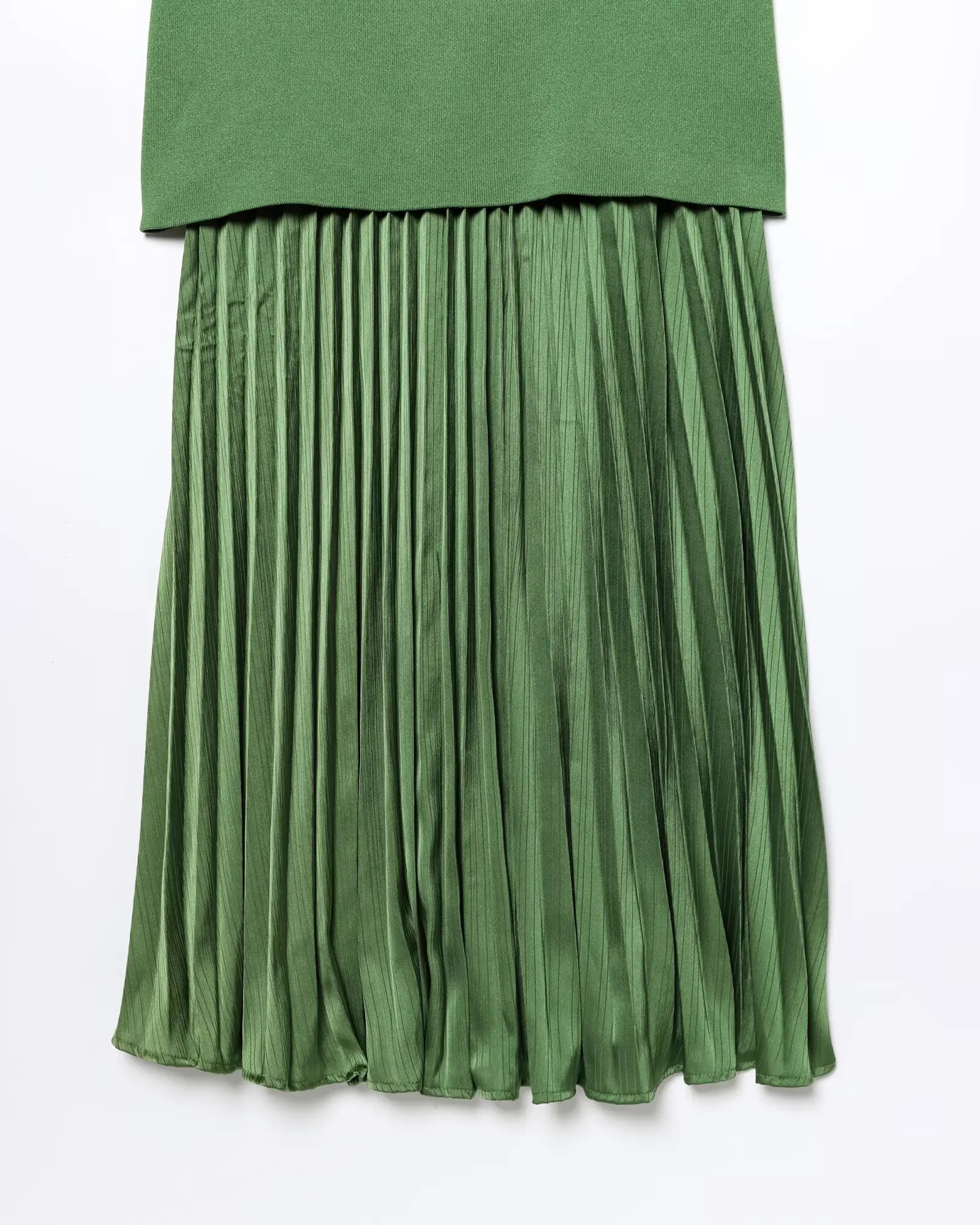 UNIZERA Fashion Simple Allmatch Knitted Pleated Splicing Sleeveless Round Neck Dress Womens Long 250513