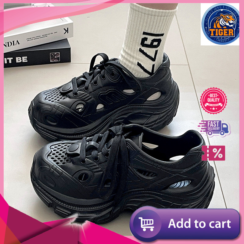 Ddmytiger Thick Soled Perforated Women Lace Up Sports Running Dad Shoes Driving Water Cool Slippers For In Summer Outdoor Shoes