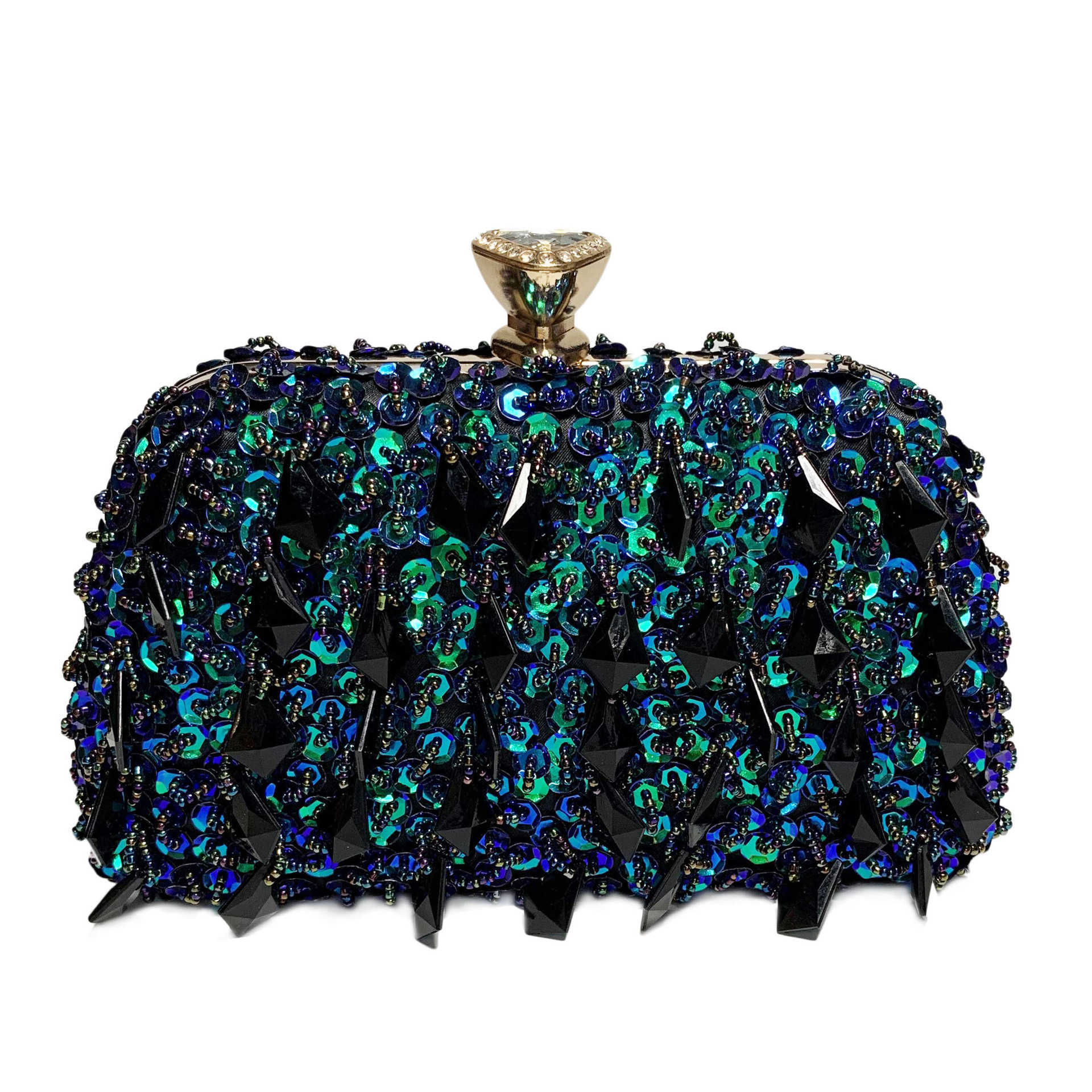 Double sided sequined acrylic nail bead tassel party bridesmaid dress, one shoulder handbag