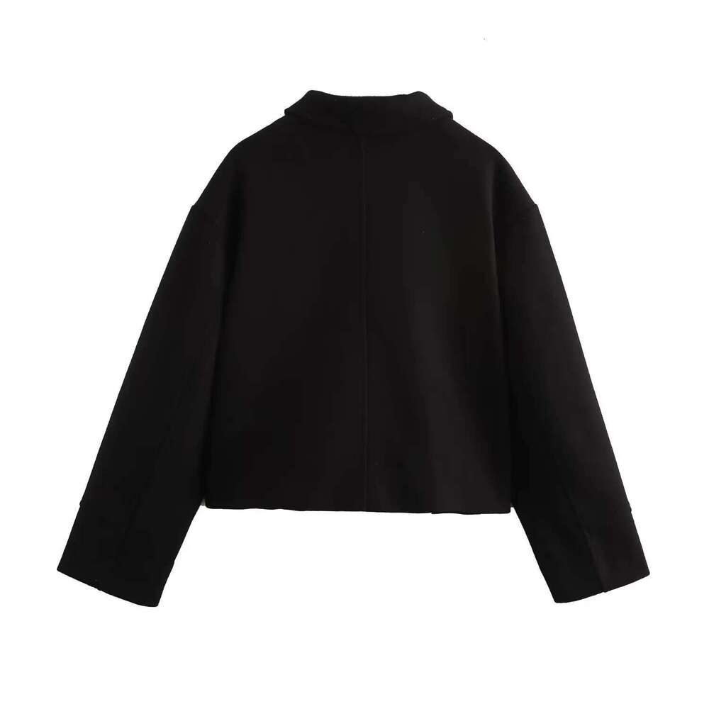 UNIZERA Women's Solid Color Long Sleeve Single breasted Collar Autumn New Woolen Coat