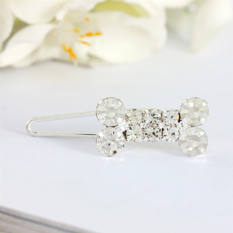 Luxury 4Pcs Diamond Dog Bone Princess Hair Clip, Pet Hair Accessories, Cat and Dog Accessories, Photography Hair Accessories Props, Suitable for Long-