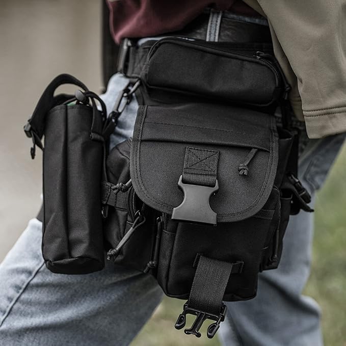 VOTAGOO Waterproof Military Tactical Drop Leg Pouch Bag Type B Cross Over Leg Rig Outdoor Bike Cycling Hiking Thigh Bag