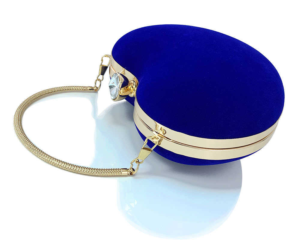 Big Diamond Velvet Peach Heart Love Dress Banquet Evening Dress Handbag