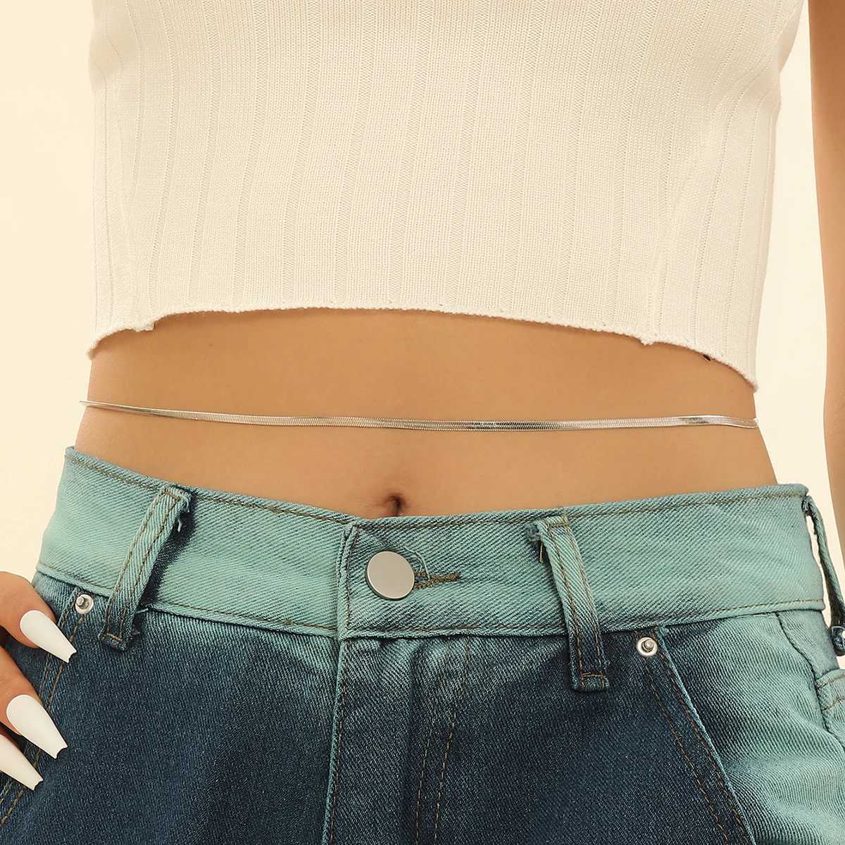 Kinitial Stainless Steel Herrgingbone Chain Body Jewelry Waist Chain For Women Girls Sexy Body Chain Party Birthday GiftT250513