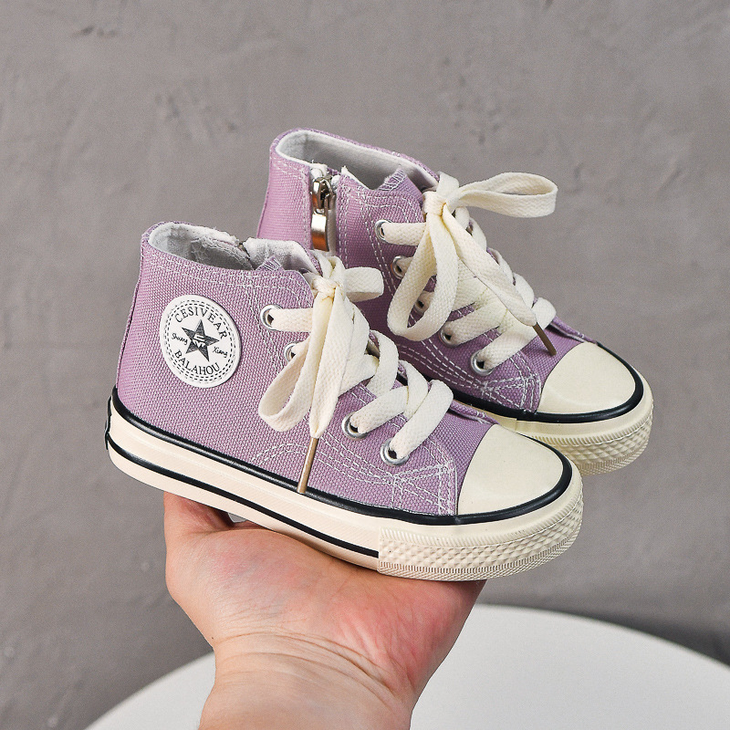 Kids Canvas Shoes for Girls Baby Boys Candy Color High Top Shoes Happysteps Sneakers Toddler Casual Summer Cloth Shoes Board Trainers Sizes US4C-4Y H0