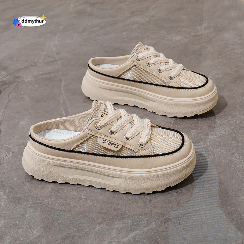 Flat bottomed board 2025 new style Baotou semi trailer summer outdoor wear breathable one foot lazy casual women's shoes W520 #ddmythur