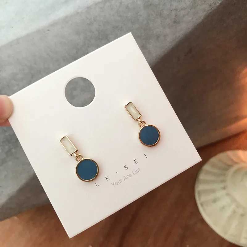 Korean Round Square Enamel Pendant Earring New Temperament Simple Contrast Color Earrings Lovely Jewelry Wholesale Gift Y250510