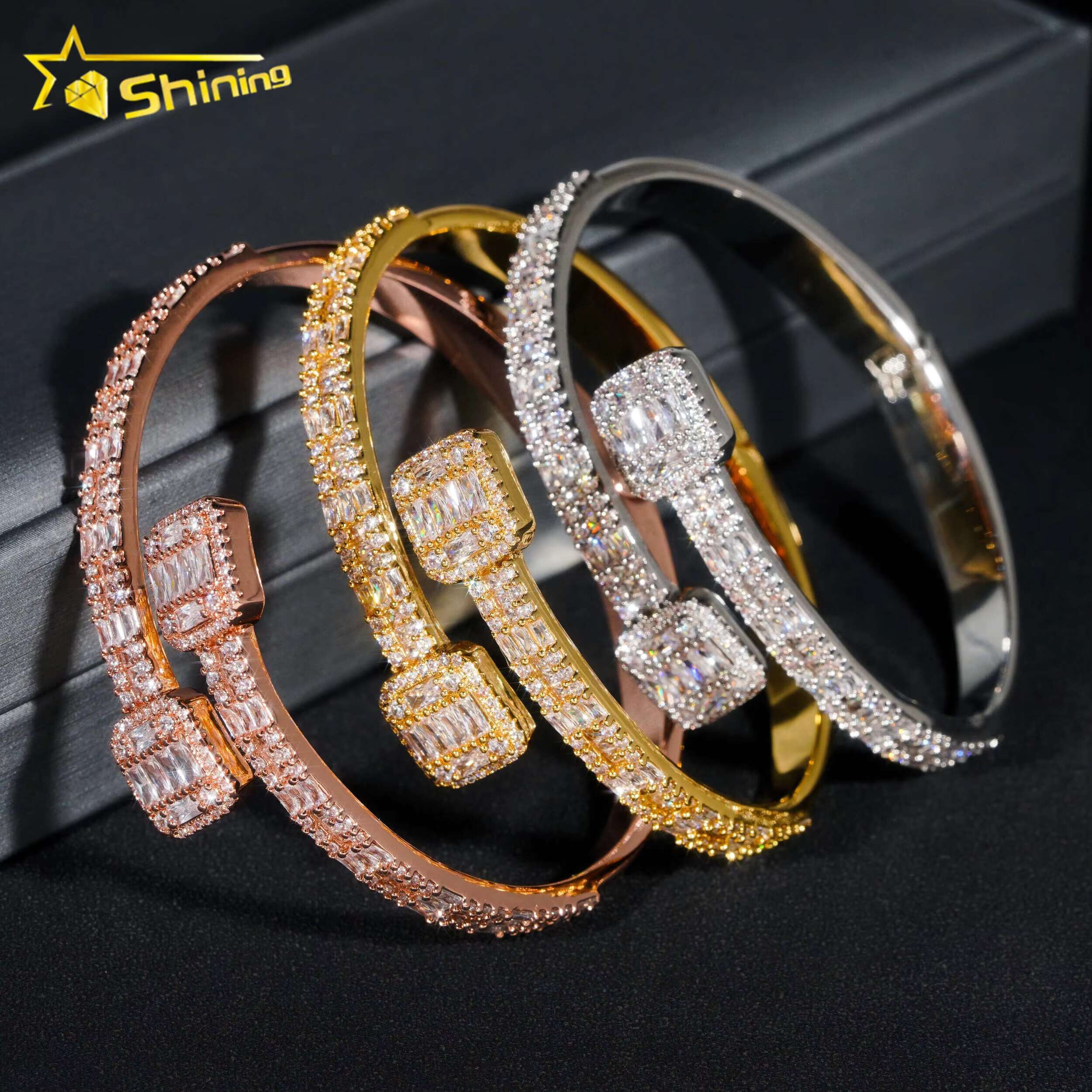 Fashion Jewelry Iced Out Popular Bracelets Bangles Real 925 Silver Moissanite Bracelet