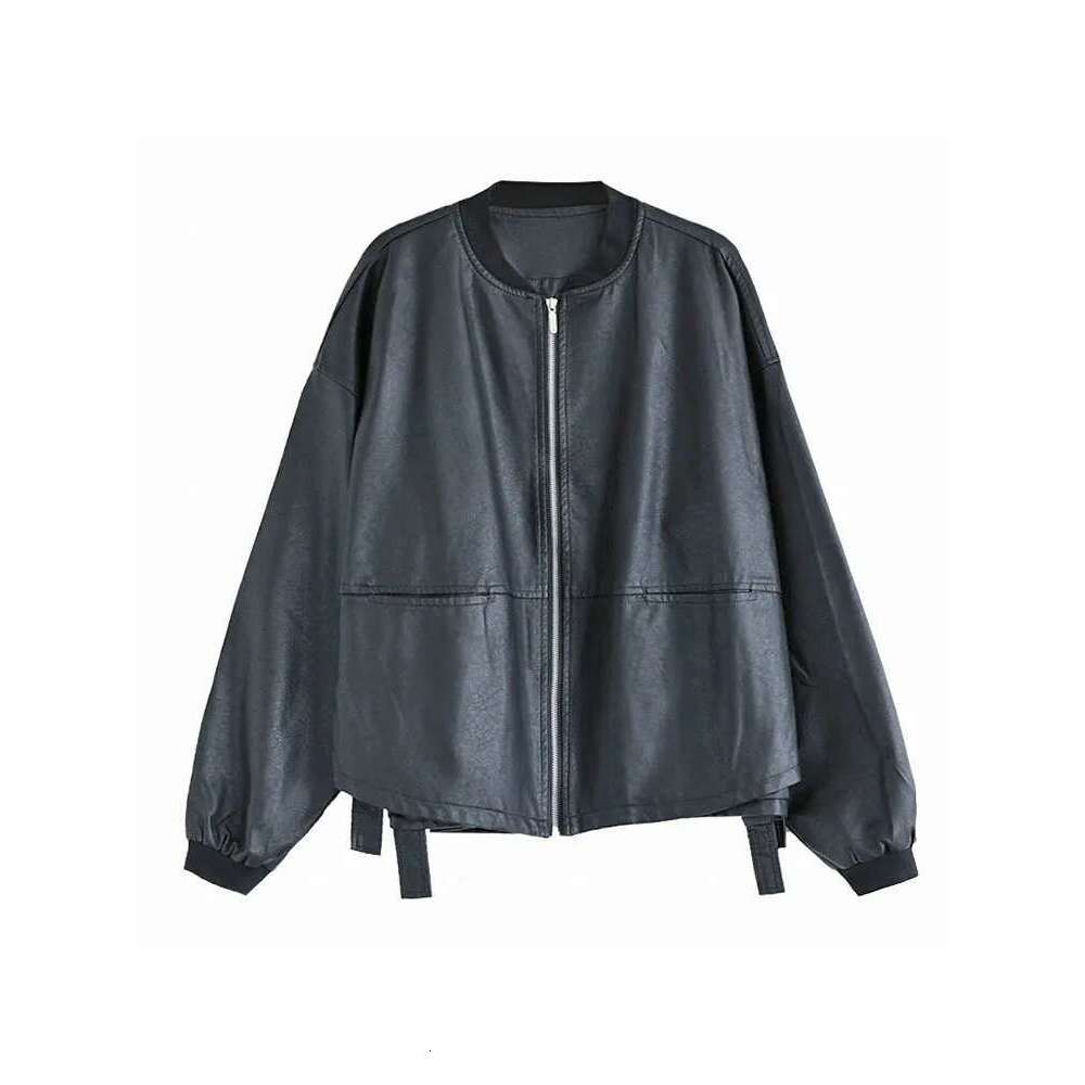 Amax luluE 2024 Autumn Fashion Biker Clothes Womens Loose Vintage Faux Leather Jackets Punk Pu Coats Black Big Outerwear