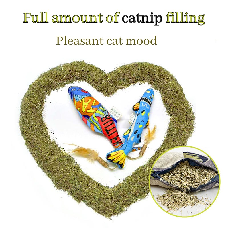 Cat Stress Relief Toy - Mint Fish Shaped Plushie