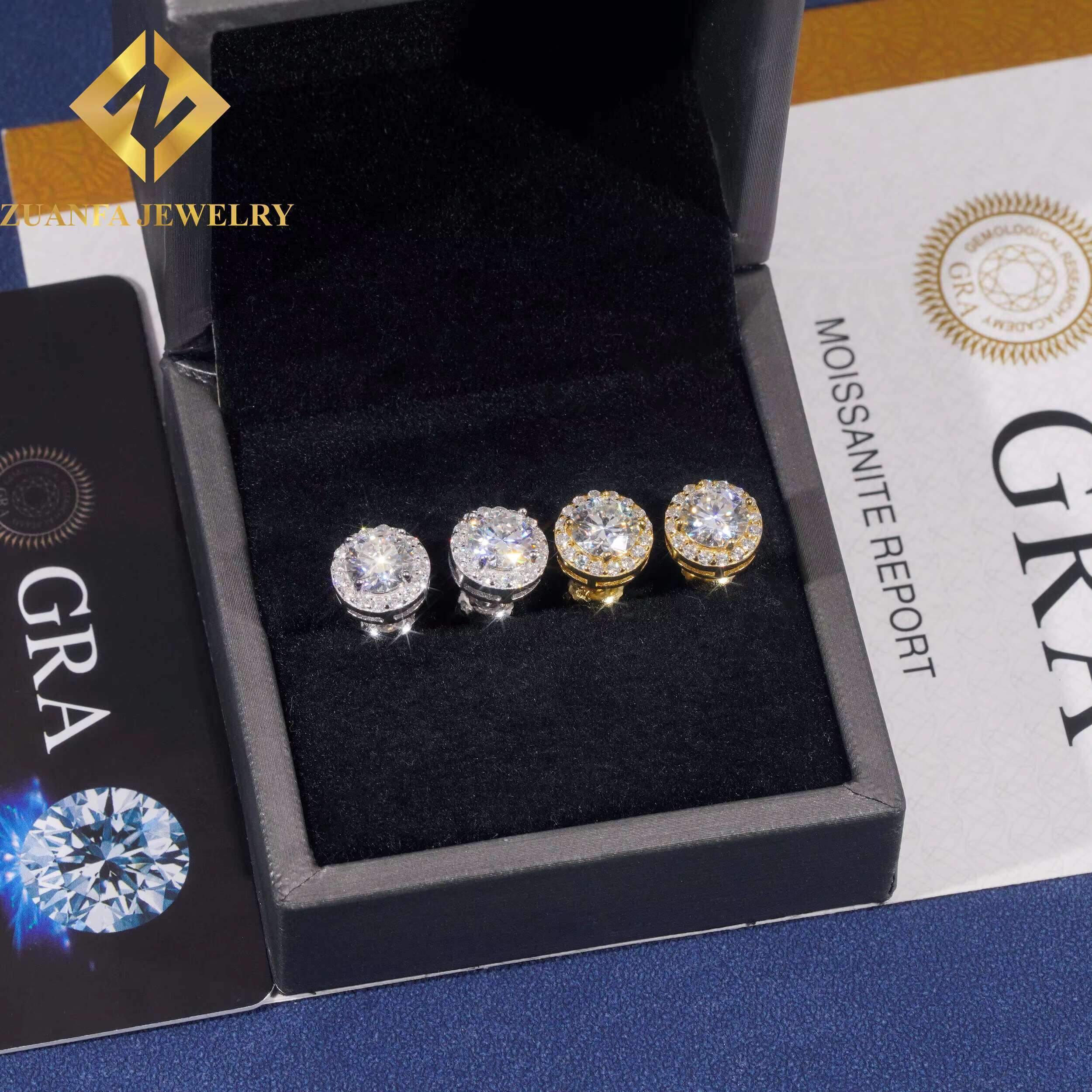Popular Luxurious Stud Jewelry Fashionable 925 Sterling Silver VVS Moissanite Iced Out Stud Earring