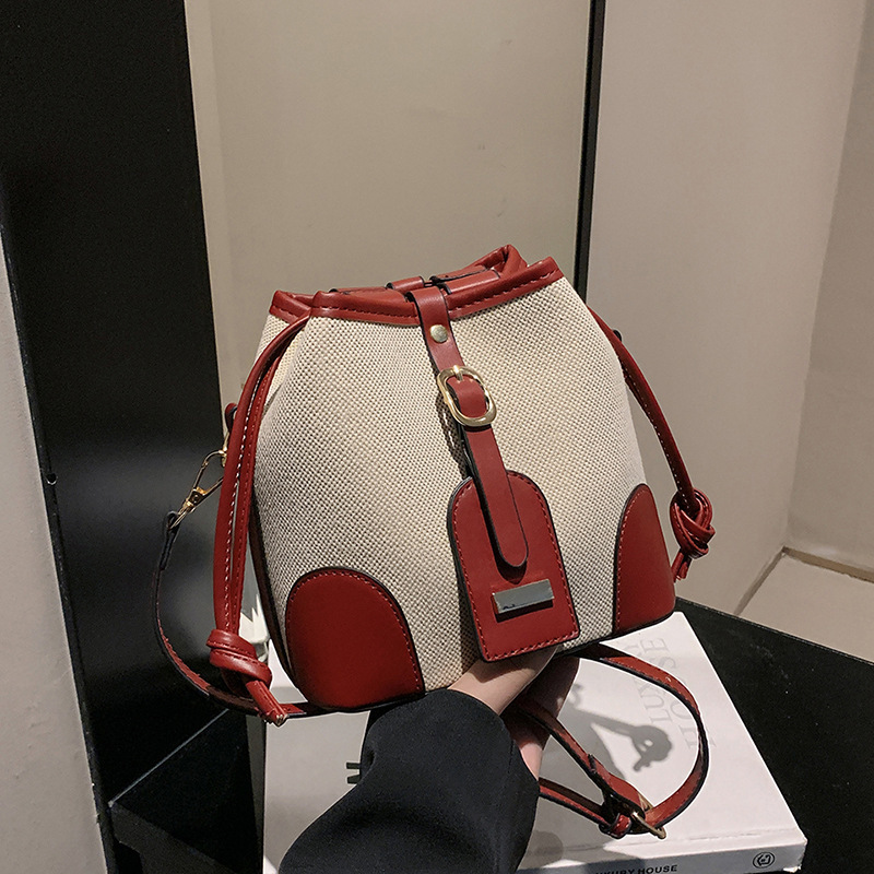 Fashionable Women's Color Blocked Shoulder Bag Designer's New Canvas Ostrich Pattern High-quality Crossbody Bag With Fine Rope Elastic Stude