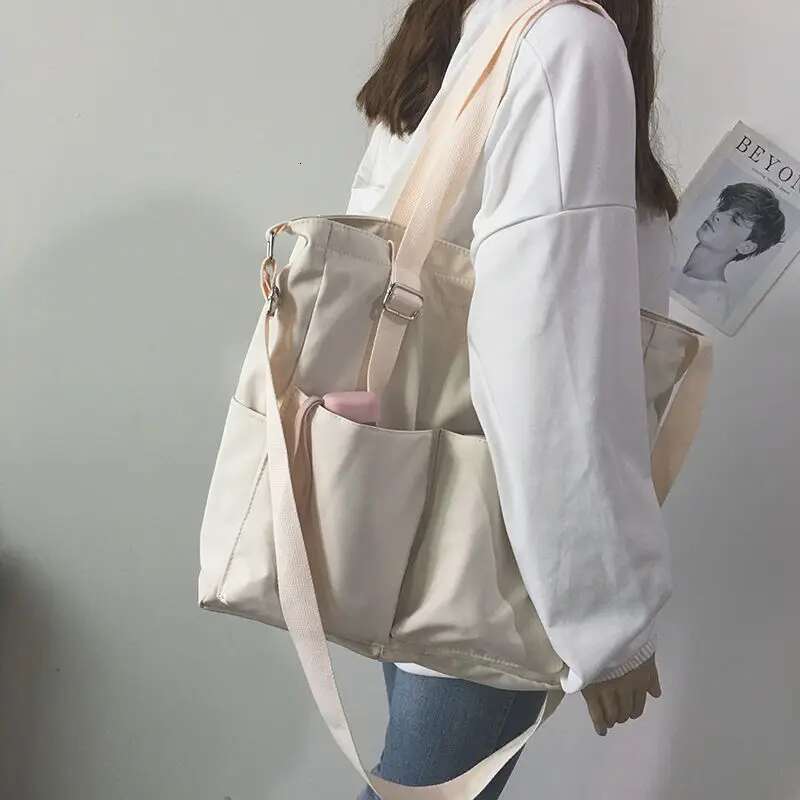 Waterproof Capacity Canvas Female Messenger Korean Student Haruku Japanese One-Shoulder Large Tote Bag