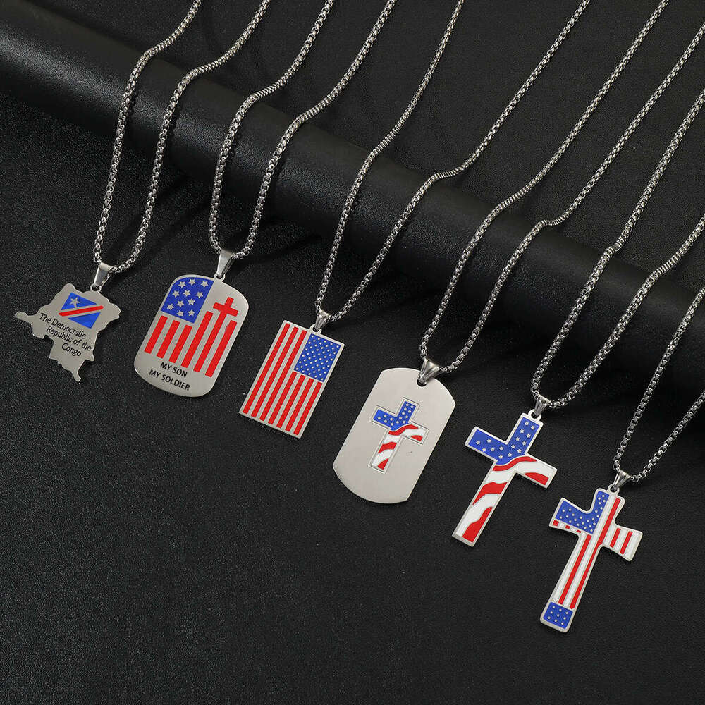 New American - Inspired Stainless Steel Necklace Sets for Men and Women for Independence Day and Weddings