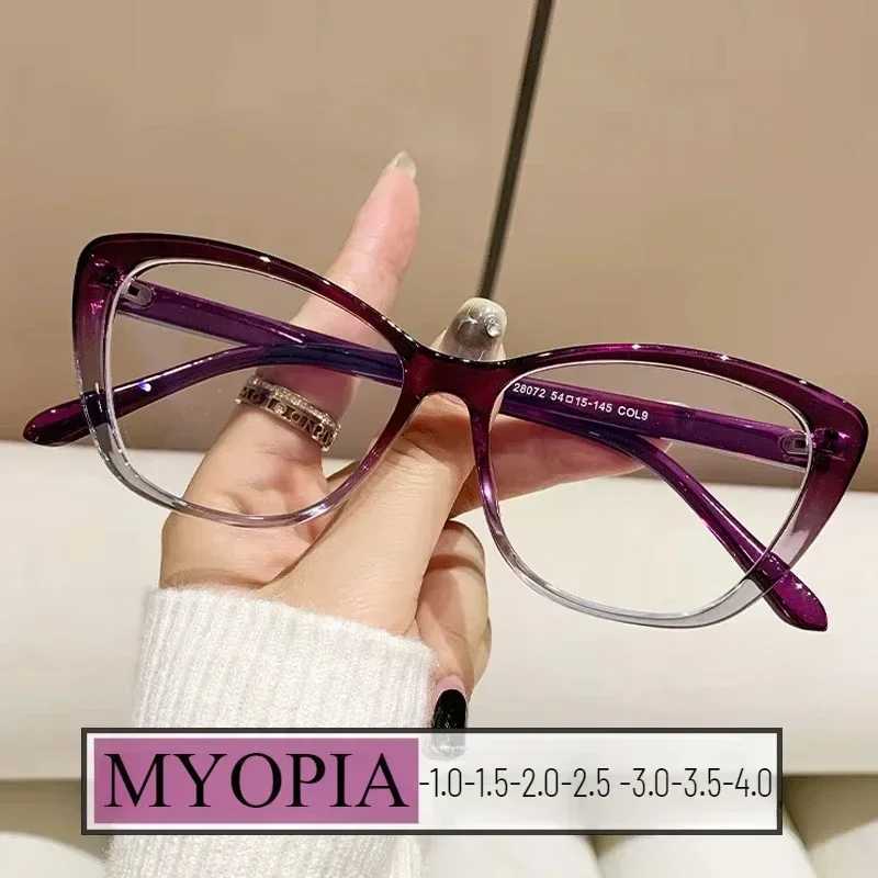Cat Eye Myopia Glasses for Women Men Ultra-light Near Sight Eyewear Fashion Prescription Computer Eyeglasses Diopter 0 To -4.0 W250513