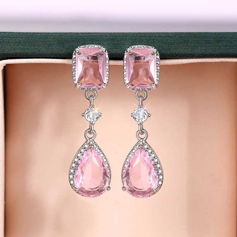 Luxury Female Earrings 925 Silver Needle Shiny Waterdrop Zirconia Earrings for Women Fashion Statement Bride Jewelry Gift Y250510