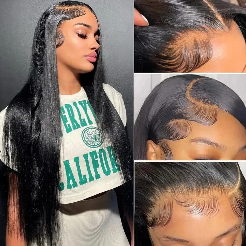 40 46 Inch 200 Density Frontal Wig For Black Women Brazilian Wigs Human Hair 5x5 Bone Straight HD Transparent Lace Front Wigs