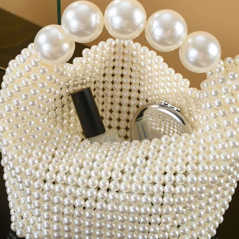 European And American Style New Beaded Summer Women's Pearl Hand Woven Wrist Bag Fashion Temperament Handbag