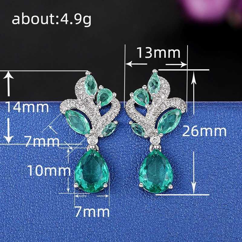 Huitan Blue-Green CZ Earrings for Women Unique Color Aesthetic Wedding Accessories Anniversary Gift Temperament Female Jewelry Y250510