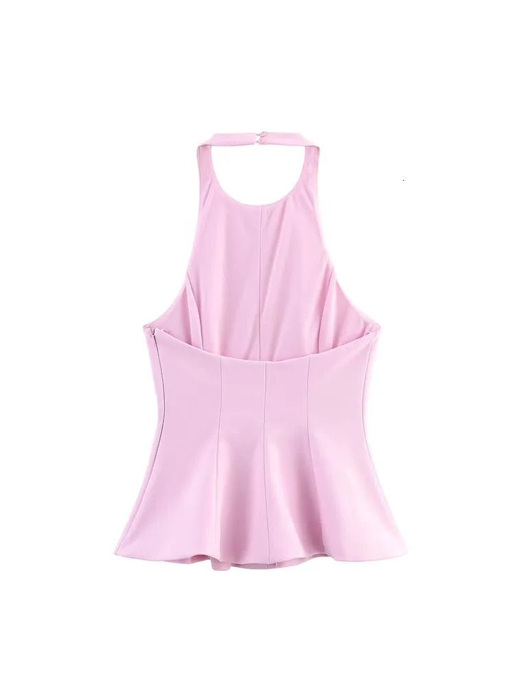 Women Summer Camis Tank Tops Fashion Sweet Halter Solid Backless Female Elegant Street Sexy Top Clothing 250513