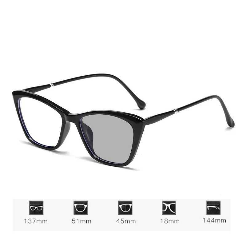 Fashion Women Mens Myopia Glasses with Diopter Blue Light Blocking Photochromic Sunglasses Prescription Near Sight Eyewear -4.0 W250513