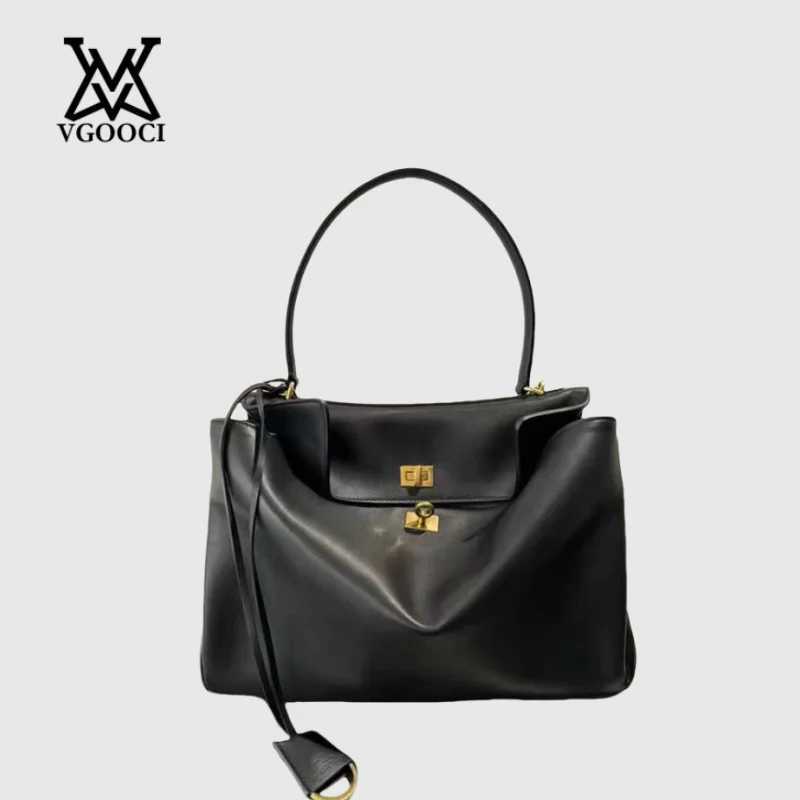 Genuine Leather Bag Womens Tote Bag Large Capacity Advanced Lock FAshion High Sense Underarm Bag Z250512