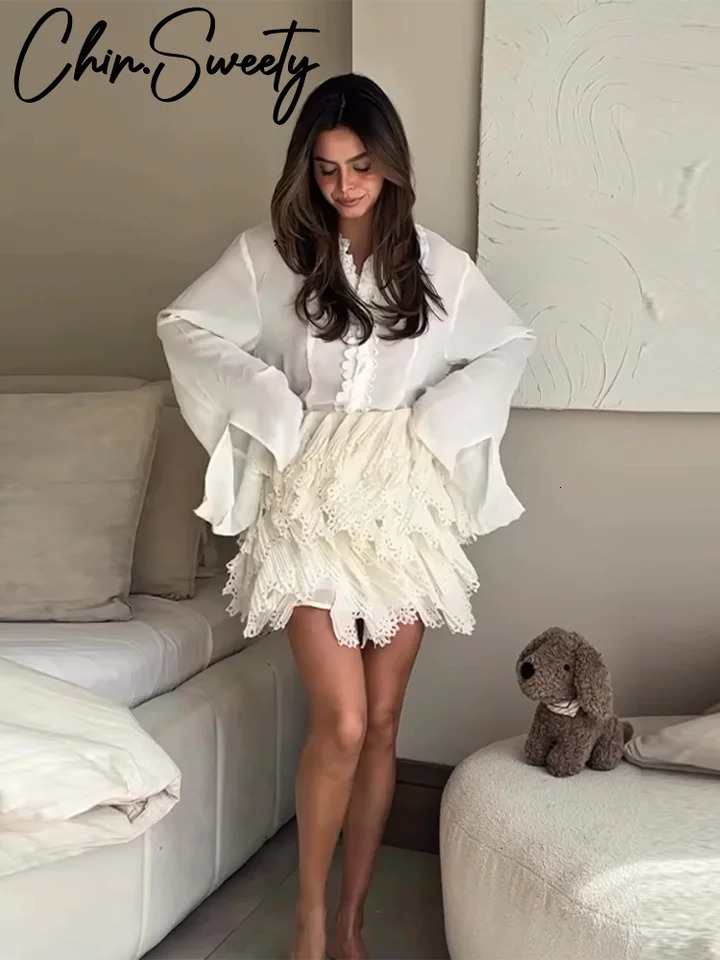 Fashion Multi Layers Ruffles Skirts Women Elastic High Waist Hip Package Skirt Female Spring Summer Lady Party Clothes 250513