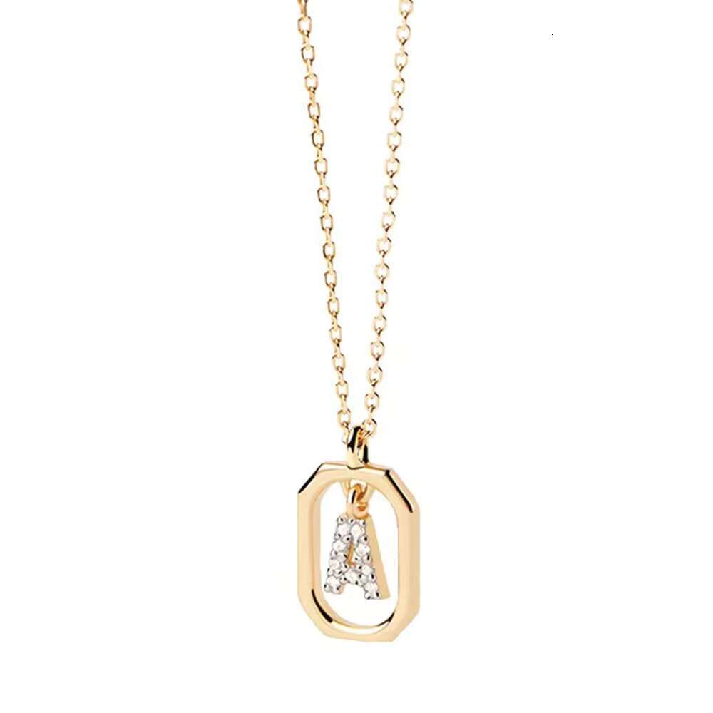 Gold plated cubic zirconia jewelry, pure sier first letter pendant necklace