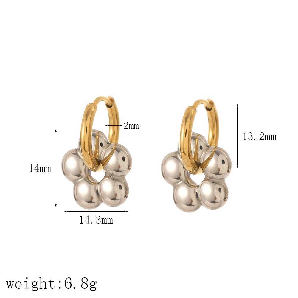 Colorful Small Flower Stainless Steel Charms Earring 18K Gold Plated Circle Ear Buckle Hoop Earrings Jewelry for Women Y250510