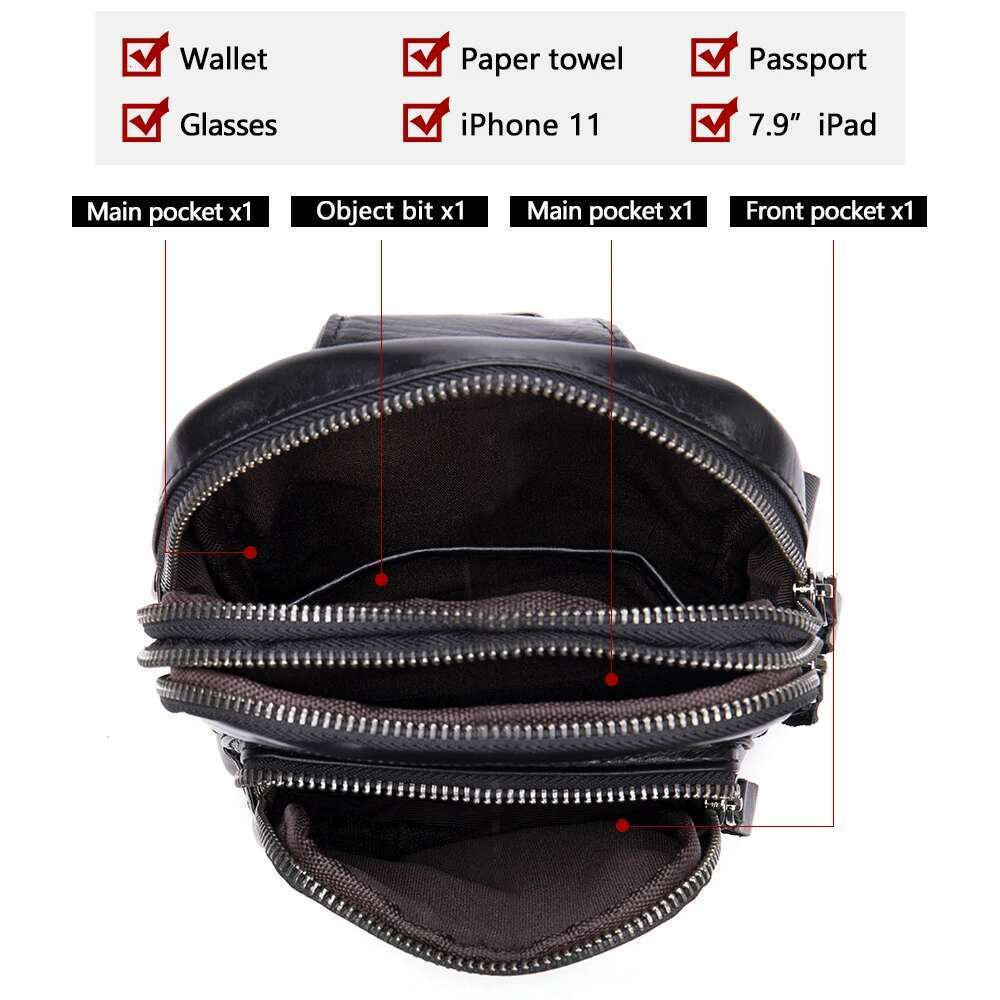 Designer Bag 2025 Leather Men's Crossbody Superior Sense Outdoor Top Layer Cowhide Shoulder Chest Bag Luxury Bag