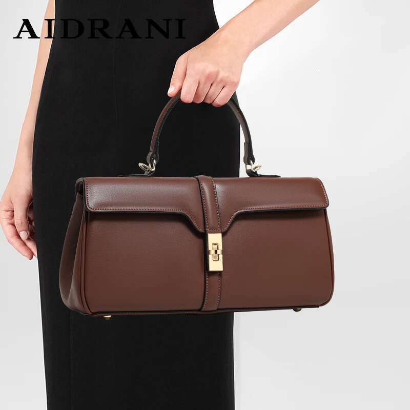 Aidrani Genuine leather women's handbag rectangular 100% cowhide crossbody bag with large capacity