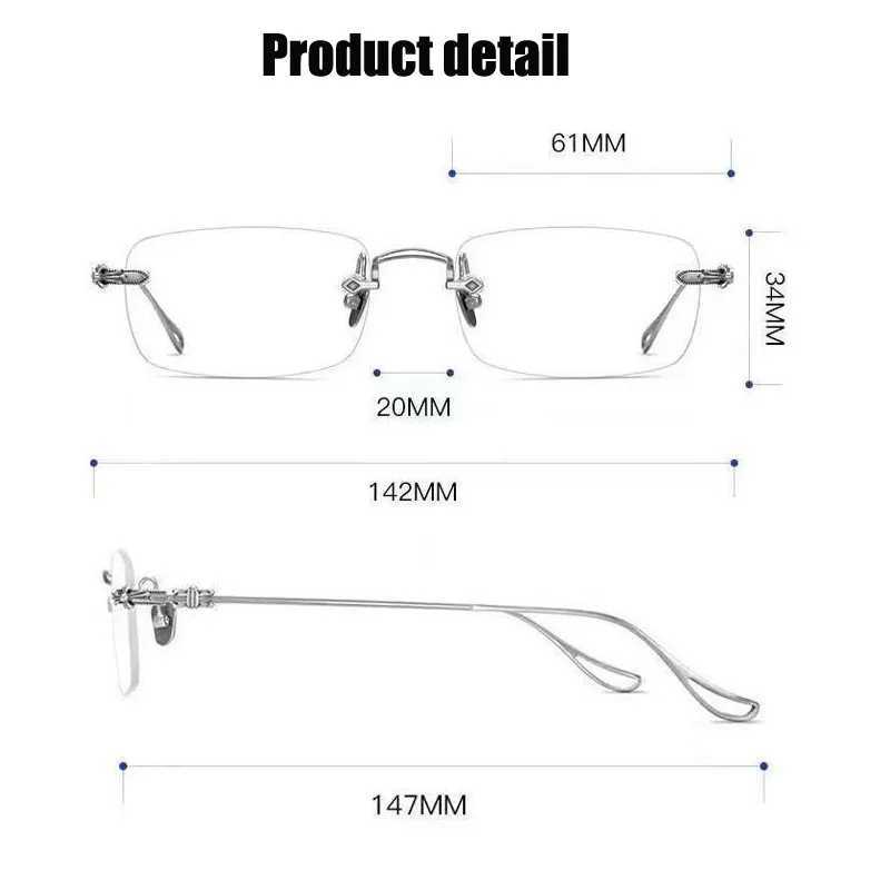 Fashion Rectangular Womens Photochromic Myopia Glasses Unisex Rimless Minus Diopter Eyeglasses Trendy UV Shades Sunglasses W250513