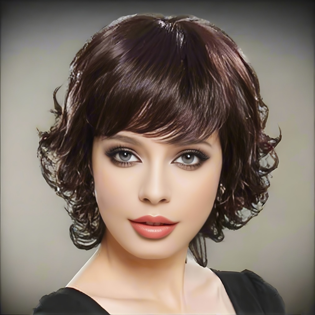 Silk Full Wig with Short Curly Waves for Middle-aged Moms - Comfortable Breathability & Invisible Stitching