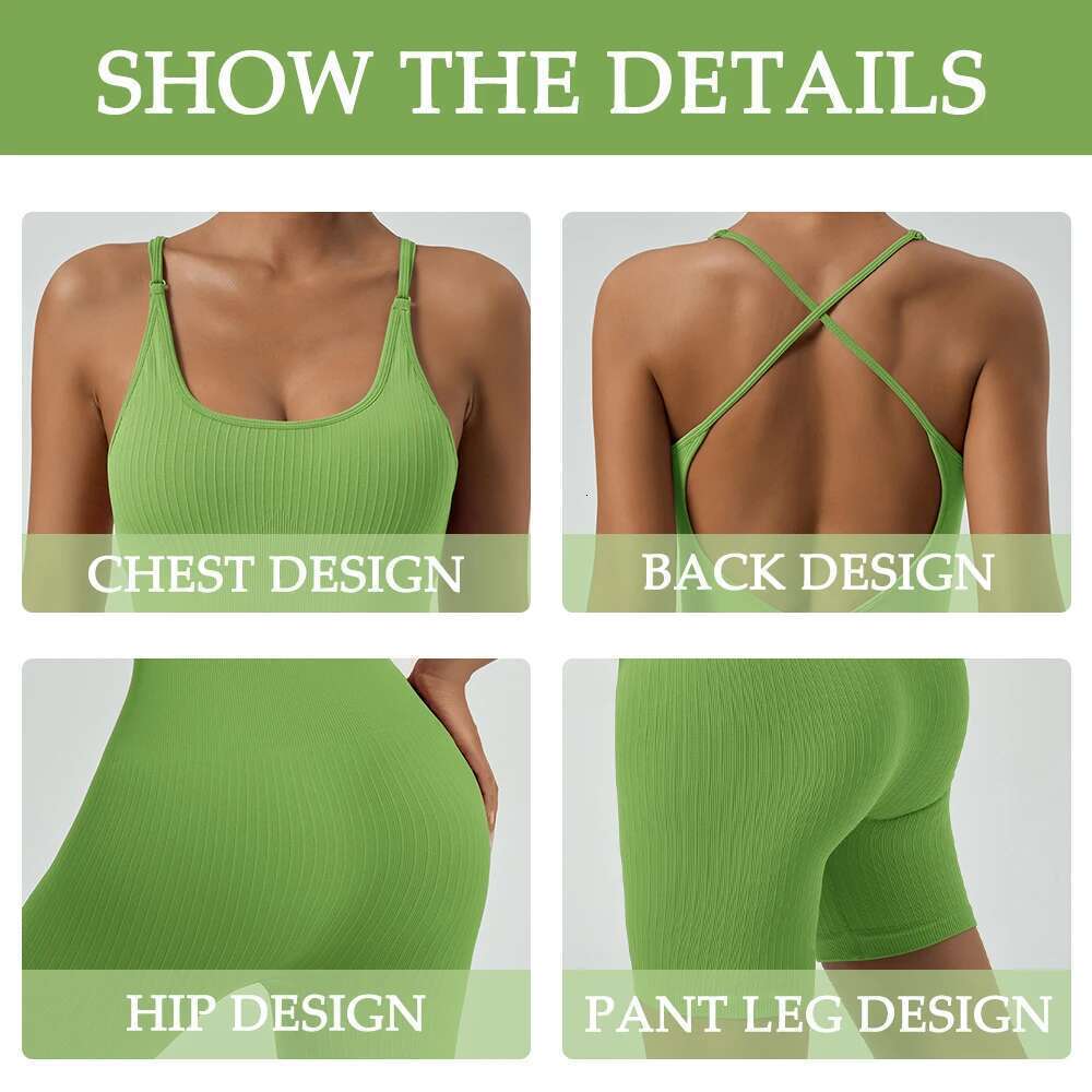 Fiess Jumpsuit Women Shoulder strap Cross Adjustable Sports Playsuit Running One Piece Yoga Suit Shorts Backless Set Romper