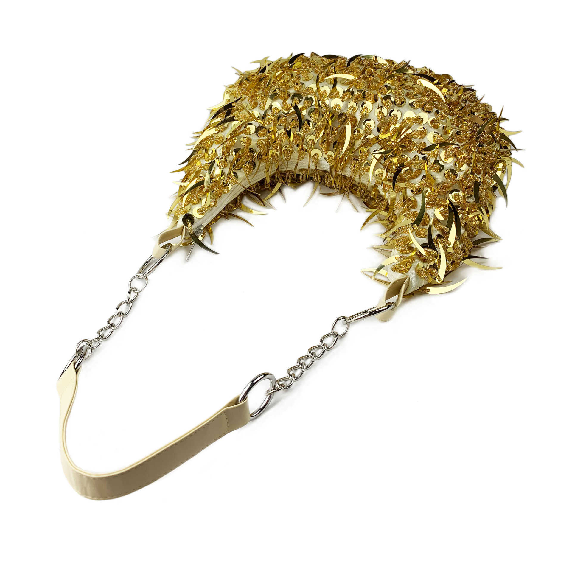 Double sided nail bead pointed round bead hand string tassel underarm back women's bag large bag