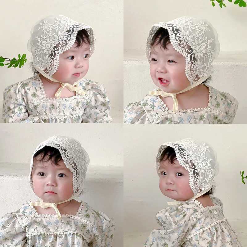 Lace Embroidery Flower Baby Hat Summer Breathable Mesh Infant Girl Bonnet Cap Newborn Photography Props R250512