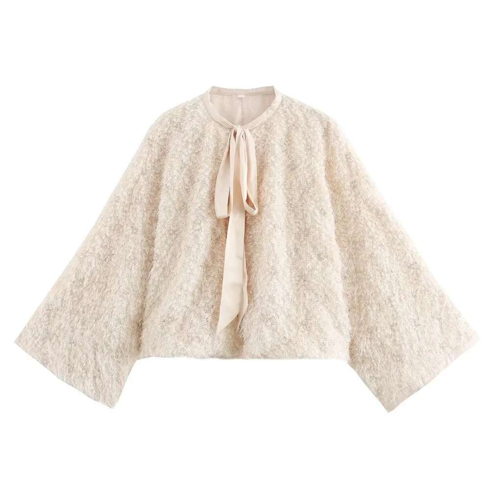 ZAR4 Summer New Women's European and American Style Original Customized Fabric Beaded Ragged Edge Coat