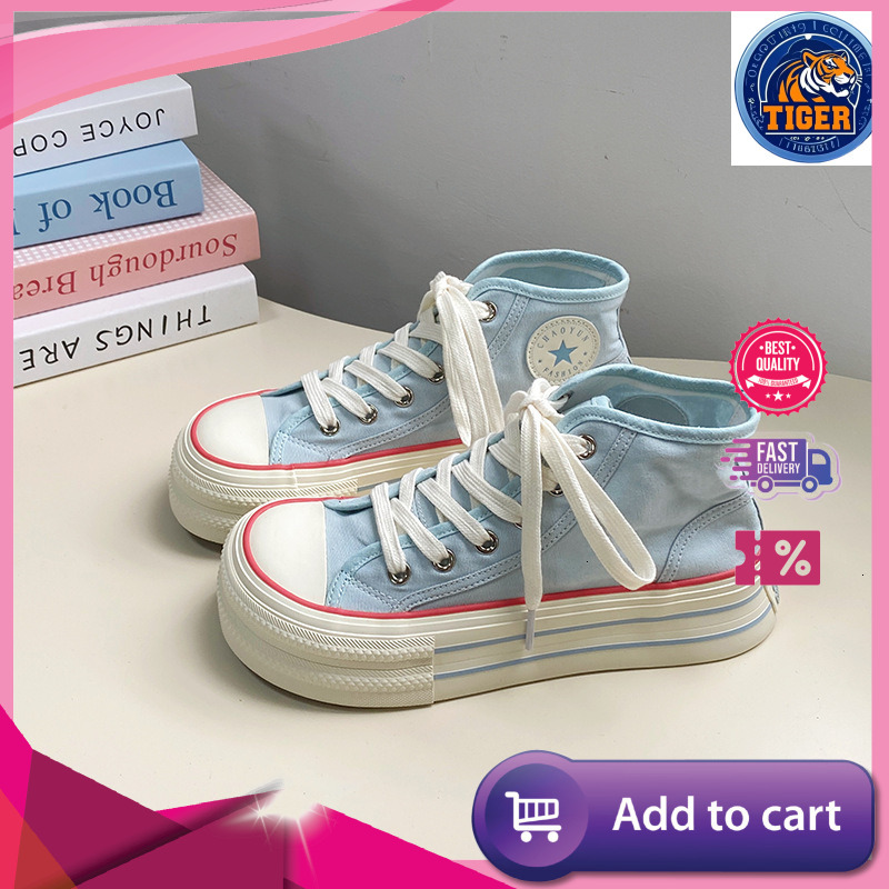Ddmytiger Summer Breathable Student High Top Canvas Women S Thick Sole Heightened Small White Board Light And Thin Mango Big Head Casual Single Shoes 