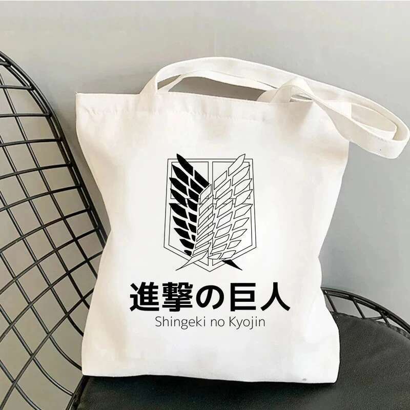 ddmy Shopping Attack Titan Shingeki No Kyojin Shopper Handbag Women's Canvas Shoulder Environmental Large Capacity Bag