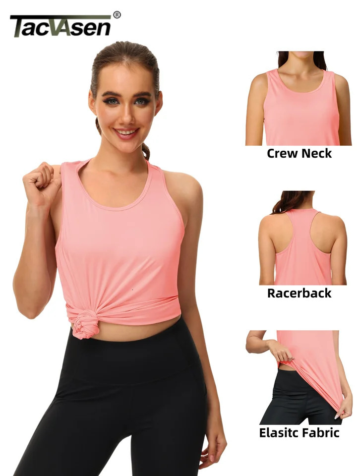 TACVASEN Summer UPF 80 Quick Dry Tank Tops Womens Sleeveless Athletic Sports Gym Workout Tshirts UV Protection Fitness Vests 250513