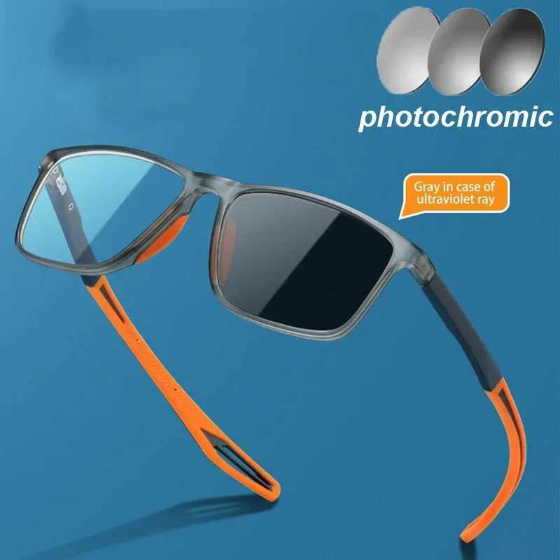 Photochromic Sports Myopia Glasses Fashion Trend Anti-blue Light Near Sight Glasses Outdoor Anti-collision Sunscreen Glasses W250513