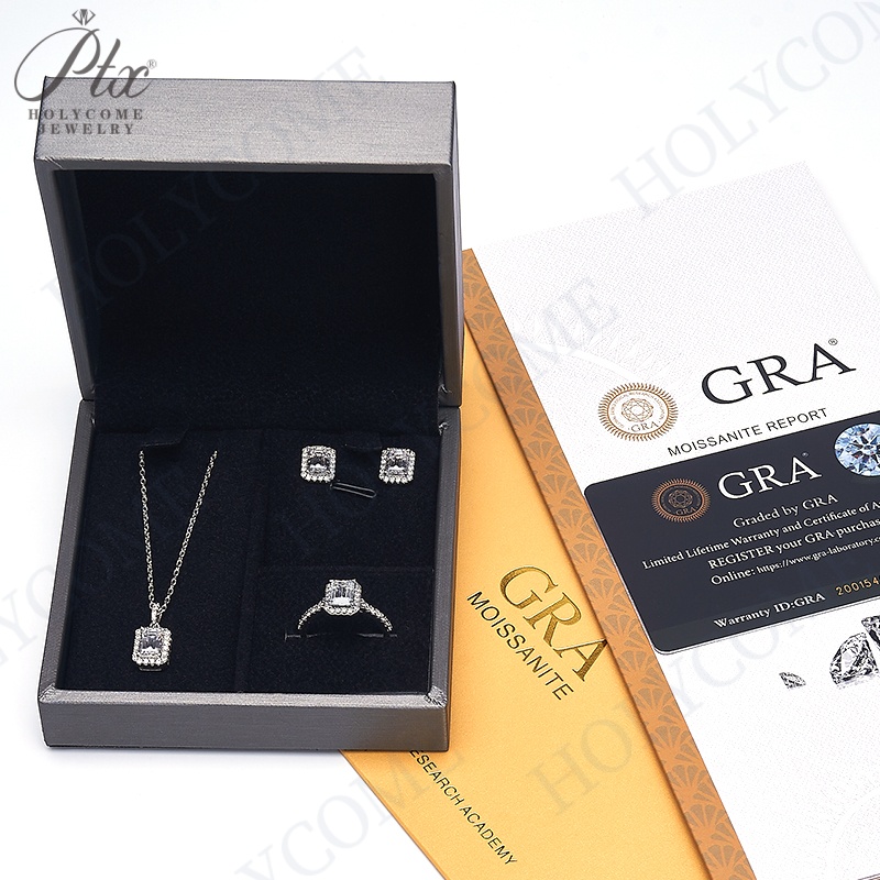 Emerald Cut Halo Earring Hip Hop Jewelry Iced Out VVS Diamond Moissanite White Gold Plated 925 Sterling Silver Stud Earrings for Men Women