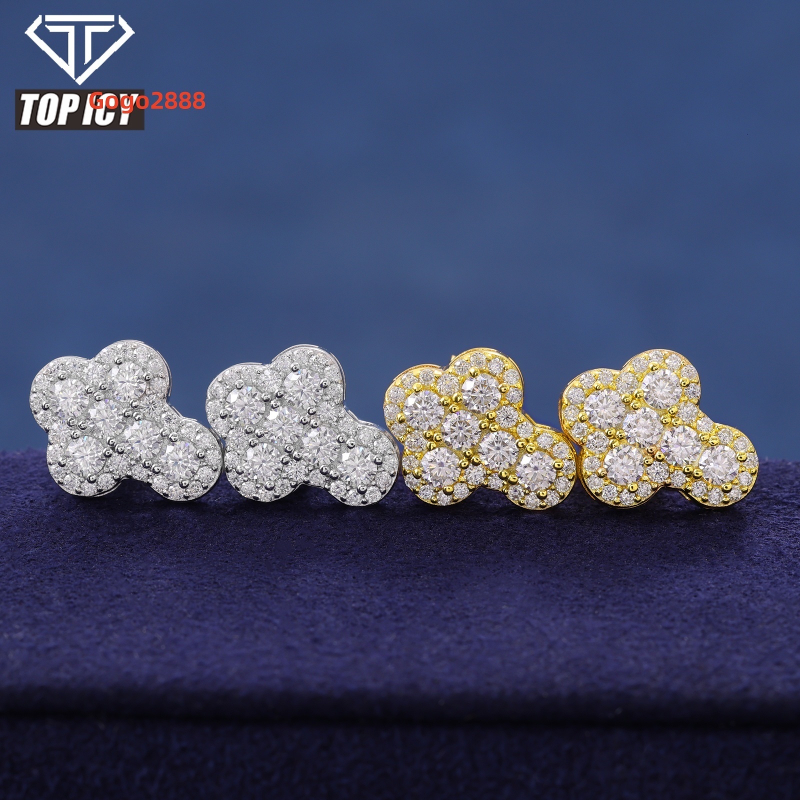 New Design Hip Hop Jewelry VVS D Moissanite Earring Cross Iced Out Jewelry 925 Sterling Silver Stud Earrings for Gift