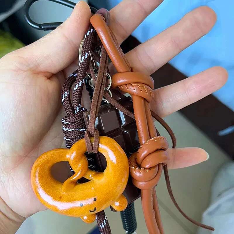 Autumn/Winter Brown Cute Alkaline Bread Korean Style INS Bag Pendant Chocolate Mountain Climbing Rope Keychain Decorative Hangin