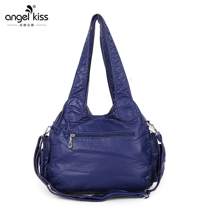 casual versatile fashion womens bag multipocket rivet decoration shoulder bag highend soft leather large capacity handbag